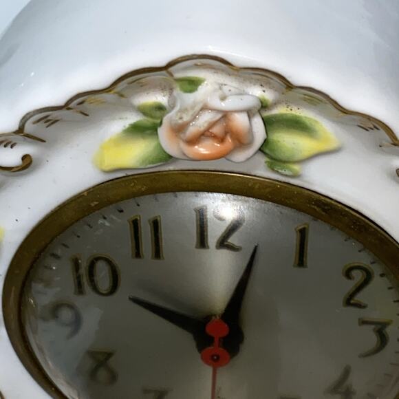 VTG SGK China Made In Occupied Japan Clock Cherub Floral Mantle Desktop WORKS - Picture 10 of 10